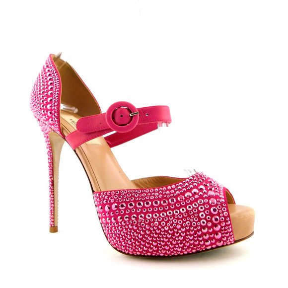 Unworn VALENTINO Pink Crystal Mary Jane Heel Pumps 36 - Picture 2 of 9